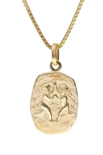 trendor Zwilling Sternzeichen Gold 333 mit vergoldeter Silberkette 15382-06-45 - Kette für Damen mit 8-karätigem Gold-Zwilling-Anhänger, zeitloser Glücksbringer und ideal als Geschenk in trendor Geschenk-Box.