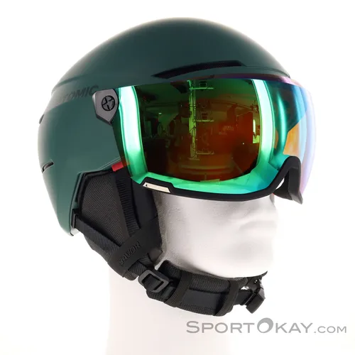 ATOMIC SAVOR VISOR STEREO Skihelm mit Visier - Green - Größe S - Skihelme & Snowboardhelme mit maximaler Stoßdämpfung und Active Aircon Belüftungssystem für optimalen Komfort und klare Sicht.