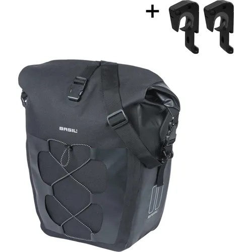 Basil Fahrrad Einzeltasche L MIK Hooks – 25–31L – Wasserdicht und Praktisch - Große und praktische Fahrrad Einzeltasche L mit 25–31 Litern Volumen – ideal für Pendler und Reisen. Wasserdicht nach IPX3 mit Rolltop-Verschluss. Schnelle Montage dank MIK Hooks für maximale Flexibilität und Sicherheit im Alltag.