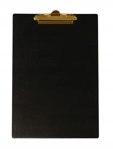 PEEWIT Clipboard Holz Schwarz Pad A4 mit Gold Dokumentenclip
