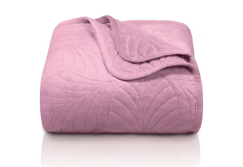 Gräfenstayn Premium Tagesdecke - Rosa Bettüberwurf mit Blatt-Design - Elegante Tagesdecke in altrosa mit ansprechendem Blatt-Design. Hergestellt aus 100% Polyester, pflegeleicht und trocknergeeignet. Ideal für ein stilvolles Ambiente!