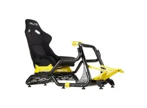 OPLITE Cockpit GTR S8 Elite Force Yellow - Professionelles Simracing-Cockpit mit hochdichter Stahlkonstruktion und verstellbarem Fiberglas-Bucketseat, geeignet für Spieler von 1,50 bis über 2,10 m.