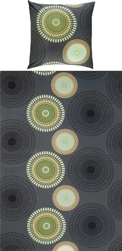 REDBEST Bettwäsche Biber Mandalas anthrazit-grün 80x80 cm / 135x200 cm - Bettwäsche-Sets mit modernen Mandalas, temperaturausgleichend und mollig warm für besten Schlafkomfort. Praktischer Reißverschluss für einfaches Beziehen.