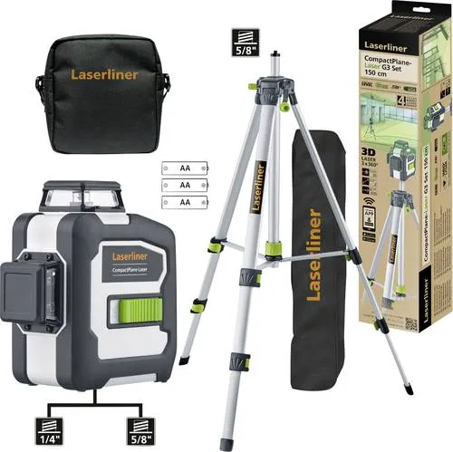 LASERLINER Dreidimensionaler Laser Nivellierkeil - Präzises Messgerät für exakte Nivellierung mit 3 Laserebenen, ideal für Bauprojekte. Inklusive Tasche und Stativ für einfache Handhabung und Transport.