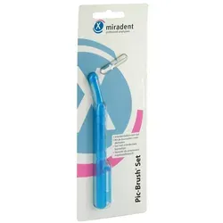 Hager & Werken Pic-Brush Set: Blau-Transparent - Praktisches Interdentalbürsten-Set mit blau-transparentem Halter und 1 Bürste für eine gründliche Zahnreinigung.