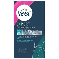 Veet Kaltwachsstreifen EXPERT, 16 St., Für Bikinizone & Achseln, - zur Haarentfernung für alle Hauttypen inkl. sensibler Haut