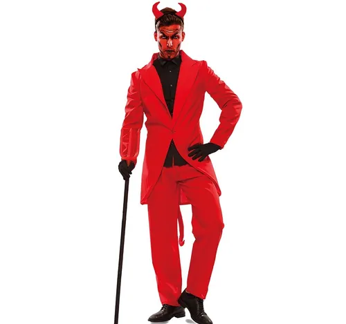 Fyasa Kostüm Teufel Lucifer für Erwachsene | STD (M/L) - Kostüm für Erwachsene in Größe STD (M/L), aus 100% Polyester, ideal für Halloween oder Fasching, Pflegehinweis: Handwäsche, nicht für Kinder geeignet.