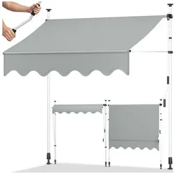 Tillvex Balkonmarkise 400 cm in Hellgrau – Gelenkarm Markise ohne Bohren - Praktische Balkonmarkise für einfachen Sonnenschutz auf Terrasse oder Balkon. Mit stabilem Stahlgestell und stufenlos verstellbarem Neigungswinkel für optimale Anpassung an die Sonne. Montage ohne Bohren für unkomplizierte Handhabung.