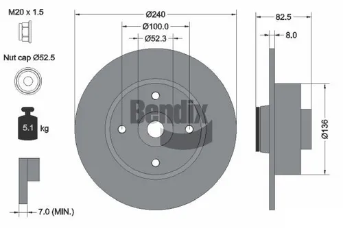 Bendix Braking Bremsscheibe BDS1051 - Autoteile, hochwertige Bremsscheibe für optimale Bremsleistung und Sicherheit im Straßenverkehr.