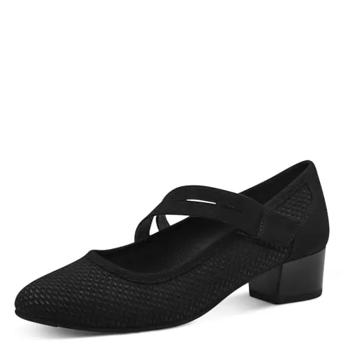 Jana Damen Pumps mit Riemen - Vegan, Schwarz (Black), 38 EU - Damen-Pumps mit kleinem Absatz, ideal für breite Füße dank H-Weite und 100% veganen Materialien für hohen Tragekomfort und stilvolle Eleganz.