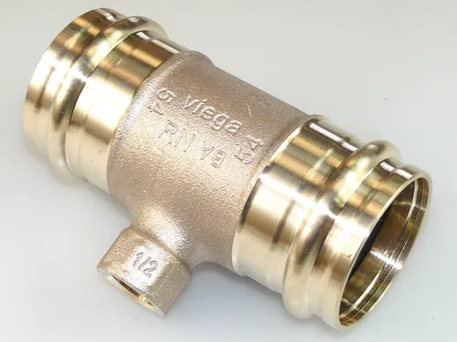 VIEGA SANPRESS T-STÜCK 54 MM - Hochwertiger Pressfitting für Rohrsysteme - Fittings - Robustes T-Stück aus Siliziumbronze, ideal für zuverlässige Rohrverbindungen in Sanitärinstallationen.