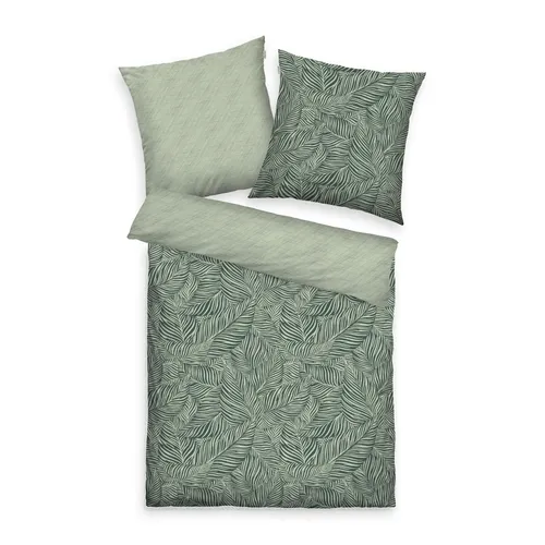 TOM TAILOR Satin Bettwäsche 135x200 cm in Grün - Hochwertige Satin-Bettwäsche aus 100% Baumwolle, sorgt für ein angenehmes Schlafklima und ist pflegeleicht.