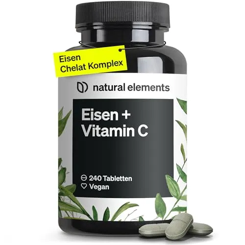 Eisen mit 40mg natürlichem Vitamin C – 240 vegane Eisentabletten - Hochdosiertes Eisenbisglycinat mit 40mg natürlichem Vitamin C aus Acerola für optimale Eisenaufnahme. Ideal für Veganer und gut verträglich. 240 Tabletten für deine Vitalität.