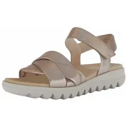 Gabor Riemchensandale - Bequeme Keilsandalette in Gold - Wanderschuhe, bequeme Sommerschuh mit Klettverschluss und Gabor BEST FITTING für optimalen Komfort bei jedem Schritt.