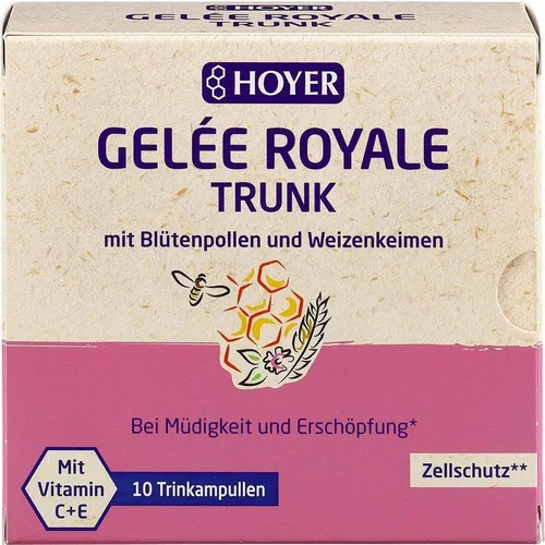 Hoyer Gelee Roy.+blütenpol.+weizenk. Trinkampullen - Arzneimittel zur Stärkung des Immunsystems, ideal für eine natürliche Energiequelle und zur Unterstützung des Wohlbefindens.