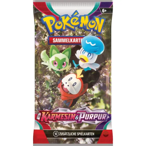 Pokémon-Sammelkartenspiel: Boosterpack Karmesin & Purpur - Sammelspiel mit 10 hochwertigen Karten, ideal für Kinder ab 6 Jahren. Tauche ein in die Welt von Karmesin & Purpur und entdecke neue Strategien im Pokémon TCG!