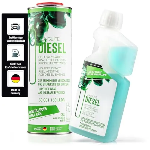 LIFETIME Longlife Diesel Additiv Konzentrat für 1.500l | Diesel Zusatz | Nachfüll-Set | Diesel Reiniger I Diesel Systemreiniger I DPF Reiniger I Diesel Injektor Reiniger I 500ml + 1.000ml