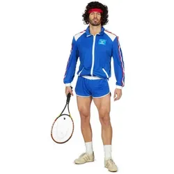 WILBERS 80er Jahre Tennisstar Retro Trainingsanzug - Tennisspieler Kostüm im 80s Stil, ideal für Sportevents und Karneval, Größe 58