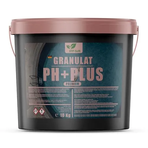 DTP-SOFT pH Plus Heber Granulat 10 kg - pH Wert Heber für Schwimmbecken und Whirlpool - wasserlöslicher pH Regulator zur pH-Wert Erhöhung, Pool Wasserpflege Granulat - Premium Schwimmbadpflege
