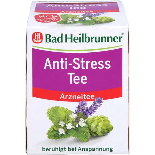 Bad Heilbrunner Anti-Stress-Tee Filterbeutel 8x1,75 g - Tees mit entspannenden Kräutern, ideal zur Stressbewältigung und für Momente der Ruhe.
