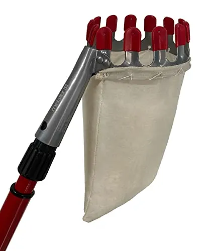 Obstpflücker mit Teleskopstiel - Astscheren für mühelose Obsternte, stabiler Stahl mit PVC-Schonkappen, ausziehbarer Teleskopstiel von 165 bis 300 cm für schwer erreichbare Stellen und inklusive Baumwoll-Auffangbeutel.