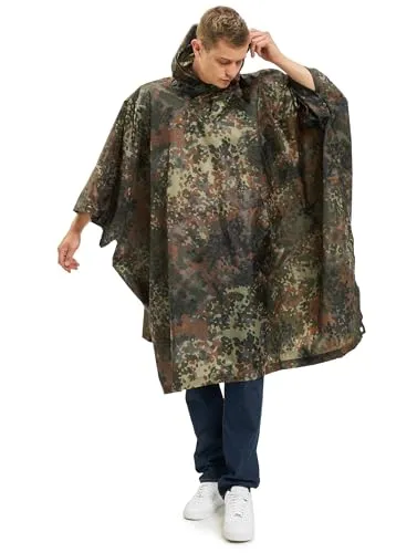 BW Regenponcho Flecktarn Ripstop – Wetterfester Schutz für Outdoor-Aktivitäten - Funktionsjacken für Unisex Erwachsene, ideal für alle Jahreszeiten mit robustem Ripstop-Nylon. Perfekt für Outdoor-Abenteuer und Freizeitaktivitäten.