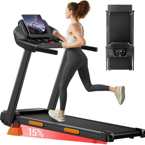LONTEK Laufband Für Zuhause Klappbar 12KM/H, Laufbänder mit Herzfrequenzmonitor, Treadmill for Home mit 12 Trainingsprogrammen, Max Belastung 136KG, 3.0HP Motor