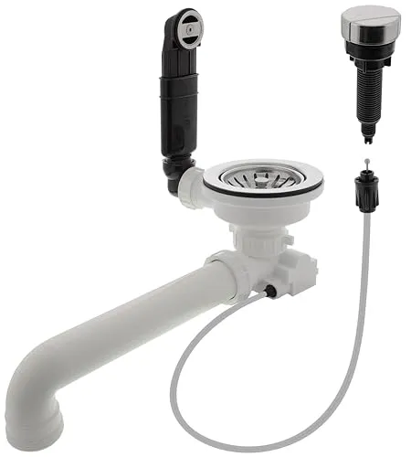 BLANCO Ablaufgarnitur 1 x 3 ½'' mit Ablauffernbedienung - Waschbecken-Teile, praktische Ablauffernbedienung und eleganter Rund-Überlauf für ein modernes Badezimmer.