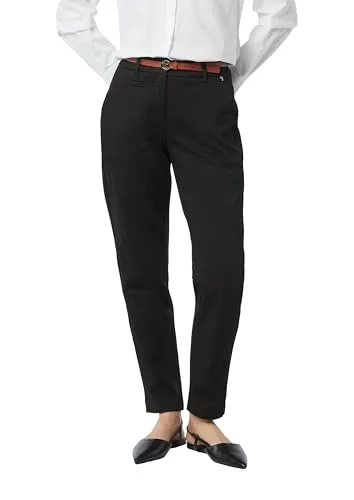 comma Chino mit Gürtel - Damen-Hosen mit Mid Rise-Bundhöhe, Gürtelschlaufen und praktischem Reißverschluss für einen stilvollen Look.