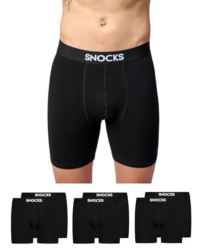 SNOCKS Boxershorts Enge Unterhosen mit längerem Bein Herren (6-St) - Boxer anliegend aus 95% Bio-Baumwolle, mit längerem Bein für optimalen Halt und Komfort, ideal für aktiven Lifestyle.