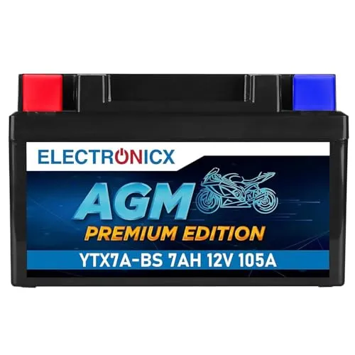 Electronicx YTX7A-BS AGM Motorradbatterie 12V 7Ah – Wartungsfrei & Hochleistungsstartkraft - Die Electronicx YTX7A-BS AGM Motorradbatterie bietet wartungsfreien Einsatz mit 30% mehr Startkraft. Ideal für alle Motorradfahrer, die Zuverlässigkeit und Langlebigkeit schätzen. Einfach einbauen und sofort losfahren!