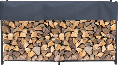 QUICK STAR Metall Kaminholzregal Anthrazit 200 x 25 x 115 cm - Kaminholzunterstand für 0,8 m³ Holz, stabiler Stahlrahmen in Anthrazit und inklusive Schutzhülle aus robustem Polyester für optimalen Wetterschutz.