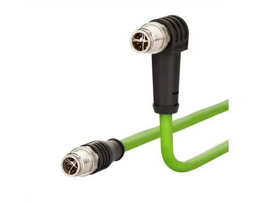 Metz Connect Verbindungsleitung M12 ST-M12 ST, 8-pol X-kodiert LAN-Kabel, M12-X Männlich (Stecker), M12-X Männlich (Stecker) (500.0 cm), gewinkelt-gerade