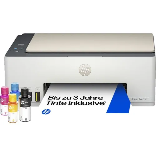 HP Smart Tank 5107 All in One - Multifunktions-Tintenstrahldrucker, nachfüllbar, Wi-Fi und Bluetooth, ideal für Zuhause und Büro