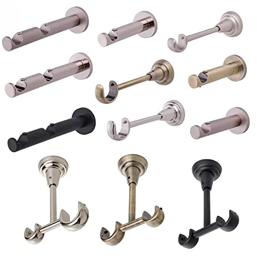 MDEKOR Deckenträger 2-läufig Chrom Matt Deckenhalter Silber mit Metallmontageplatte für Gardinenstange 19 mm Abstand kürzbar