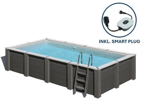 GRE Rechteckiger Composite-Pool KPCOR60LT + LED – Komplettset mit 595 x 315 x 126 cm - Moderner Composite-Pool für stilvolle Gärten, inklusive LED-Projektor für stimmungsvolle Abende. Mit einer großzügigen Fläche von 595 x 315 x 126 cm bietet er idealen Badespaß für die Familie.