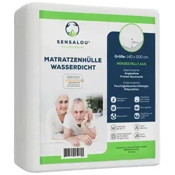 Sensalou Matratzenbezug Encasing für Allergiker - 140 x 200 cm - Matratzenschutzbezug bis 25 cm Höhe, aus Frottee-Baumwolle mit wasserdichter Polyurethan-Schicht. Ideal für Allergiker, schützt vor Hausstaubmilben, Urin und Schweiß. Waschbar bis 90°C für optimale Hygiene.
