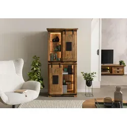 Schrank Mango / Altholz 80x45x175 natur lackiert RAILWAY LUX #116 - Drohnenzubehör: Robuster Massivholzschrank mit 8 Regalfächern, ideal zur Aufbewahrung von Drohnen und Zubehör, kein Montageaufwand erforderlich.