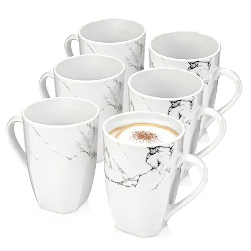 SÄNGER Kaffeetassen Set Bilgola Marmor 6 tlg - Becherset aus hochwertigem Porzellan, spülmaschinenfest und stapelbar, ideal für Kaffee und Tee mit einem einzigartigen Marmor-Design.