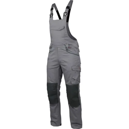 WÜRTH MODYF Arbeitslatzhose Stretch X - professionelle Arbeitshose für Herren - Latzhose mit Reißverschluss - in der Größe 48 in Grau