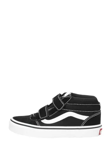 Vans Unisex Jungen Ward Mid V Sneaker - Suede/Canvas Schwarz/Weiß, Größe 39 EU - Stylischer Mid-Cut Sneaker mit verstärkter Zehenkappe und doppeltem Klettverschluss. Ideal für den Alltag, bietet er optimalen Halt und eine rutschfeste Gummilaufsohle.