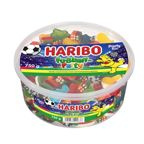 Haribo Fußball Party Box Mischung aus Fruchtgummi Runddose 750g