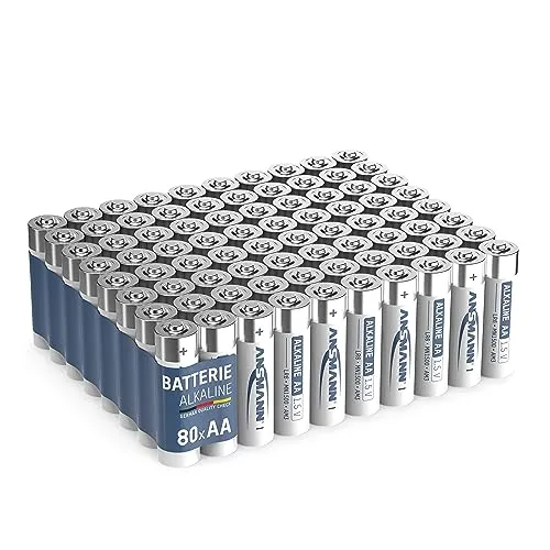 Ansmann Batterien AA Alkaline Größe LR6 - AA Batterie (80 Stück Vorratspack) ideal für Alltagsgeräte wie Küchenwaage, Fernbedienung, Tastatur, Wanduhr, Design kann abweichen, 1522-0030-800, 80er Pack