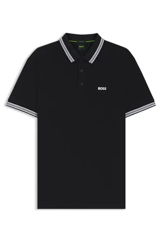 BOSS GREEN Poloshirt Paddy - Blau mit Kontraststreifen - Herren-Shirts mit kontrastfarbenen Streifen am Kragen, aus 100% Baumwolle, pflegeleicht und ideal für einen lässigen Look.