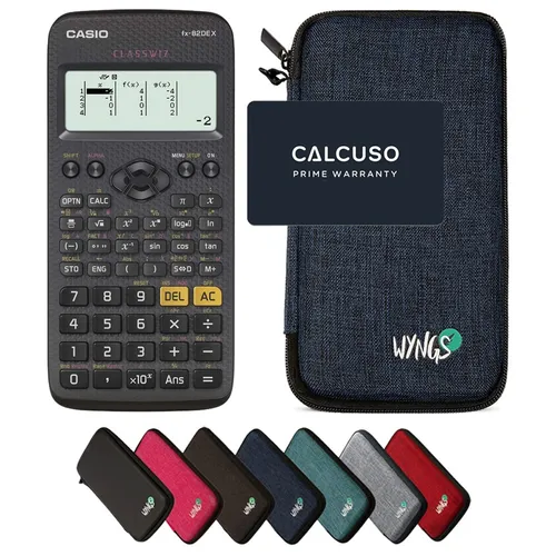 Casio fx-82DE X mit WYNGS Schutztasche in Blau - Perfektes Set für Schule & Studium - Wissenschaftlicher Taschenrechner mit 276 Funktionen, inklusive robuster Schutztasche von WYNGS. Ideal für Schule und Studium, schützt zuverlässig vor Spritzern und Stößen.