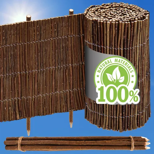 UrFence 300x40 Weide Beeteinfassung Holz - Flexibler Gartenzaun zum Stecken - Vielseitige Beet- und Raseneinfassung aus wetterfestem Weidenholz. Leicht einzustecken, pflegeleicht und ideal für eine natürliche Gartenstruktur. Perfekt als Mähkante oder für Baumschutz.