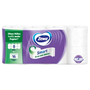 Zewa Smart Toilettenpapier, 3-lagig ohne Hülse - Hygieneartikel mit 2x so vielen Blättern pro Rolle, spart Zeit und reduziert Müll durch die innovative hülsefreie Verpackung.