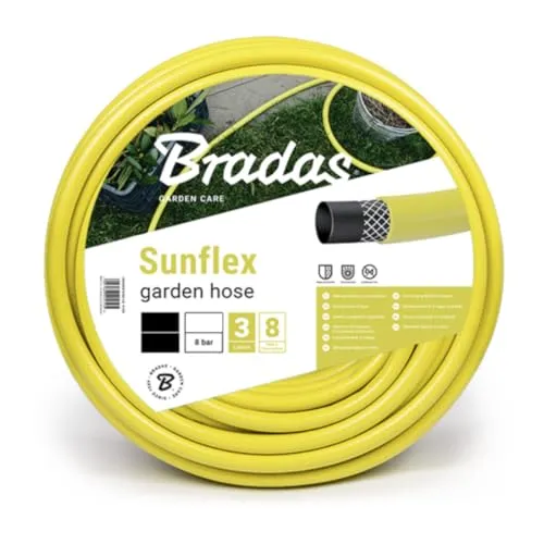 Gartenschlauch SUNFLEX 3/4" 25m - Bradas 1827 - Hochwertiger 3-lagiger Gartenschlauch mit 25 m Länge, ideal für Gartenbewässerung und langlebig im Innen- & Außenbereich.