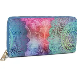 styleBREAKER Damen Geldbörse mit Paisley Ornament Muster, Mandala Stil, Reißverschluss, Portemonnaie 02040145