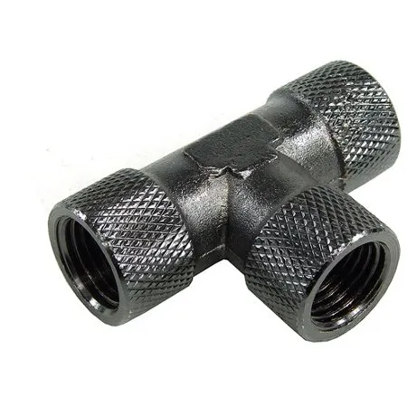T-Stück - Innengewinde G1/4 - kompakt - gerändelt - black nickel